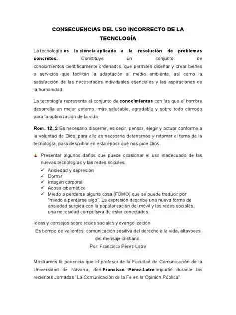 Consecuencias del uso incorrecto