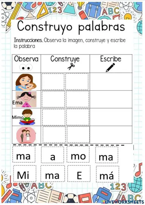 Construye oraciones completas con las palabras dadas