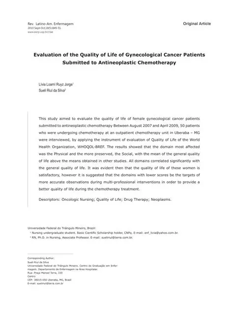 Continued monitoring and improvement of the quality of life of gynecological cancer patients