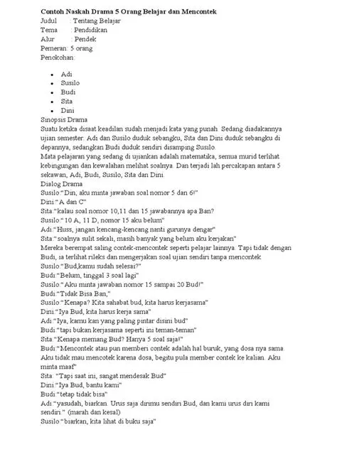 Contoh Drama Sila Terdiri 10 Orang