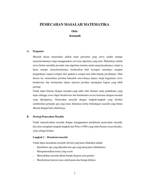 Contoh Penyelesaian Masalah Matematika