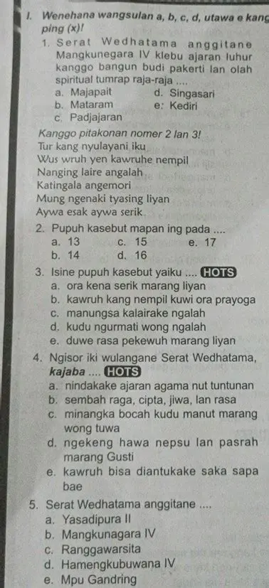 Contoh Wenehana Wangsulan Kanthi Lengkap Miturut Prenatahe