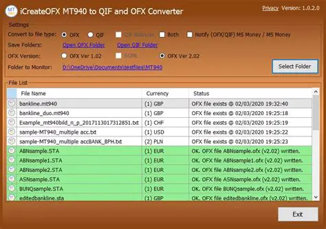 Conversion of OFX Files to QIF Format