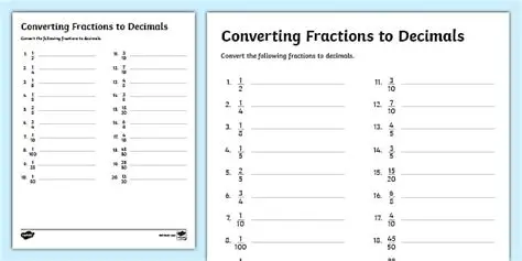 Converting Fractions to Equivalent Decimals