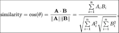 Cosine similarity calculation