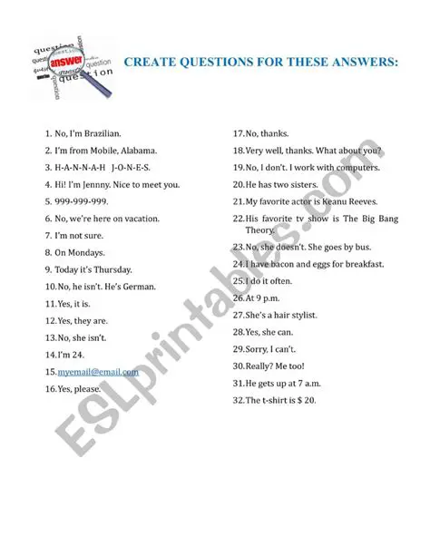 Create Questions and Answers