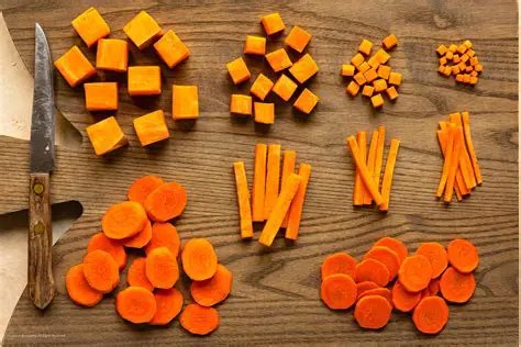 Cut vegetables into uniform pieces