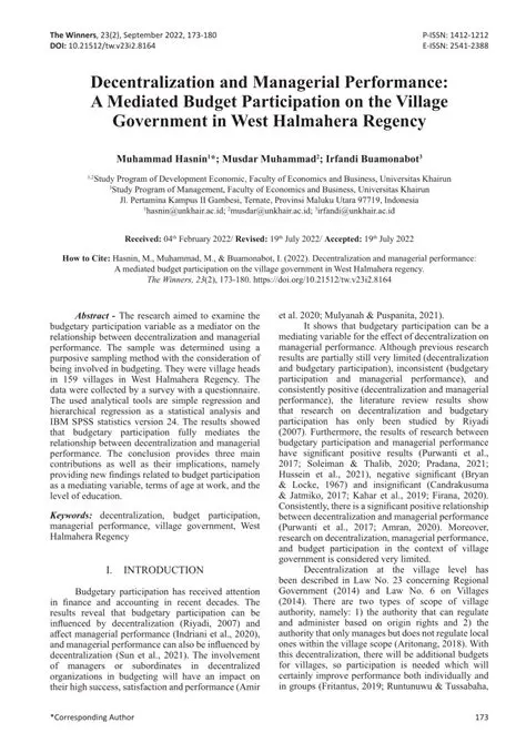 Decentralization and Managerial Performance