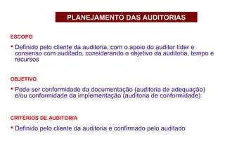 Definir os objetivos e escopo da auditoria