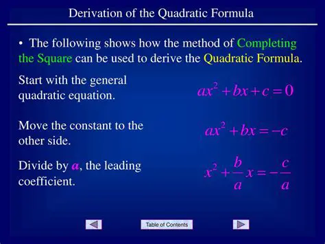 Derivation of the Quadratic Formula by Completing the Square