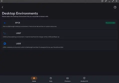 Desktop environment settings