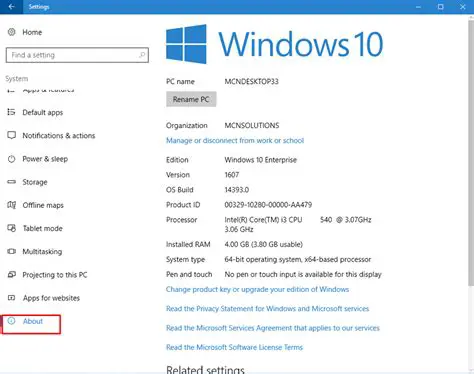 Detailed settings information