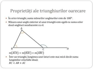 Determinarea sumei unghiurilor exterioare ale unui triunghi