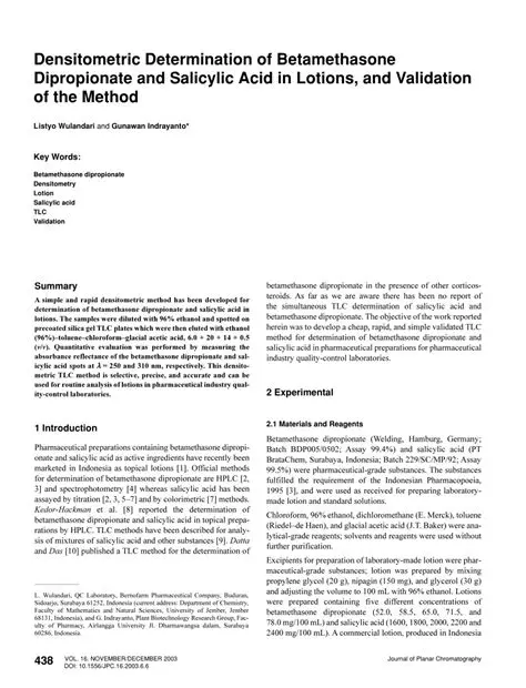 Determination of Betamethasone Levels