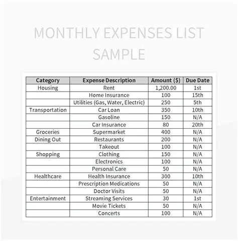 Determine the monthly expenses