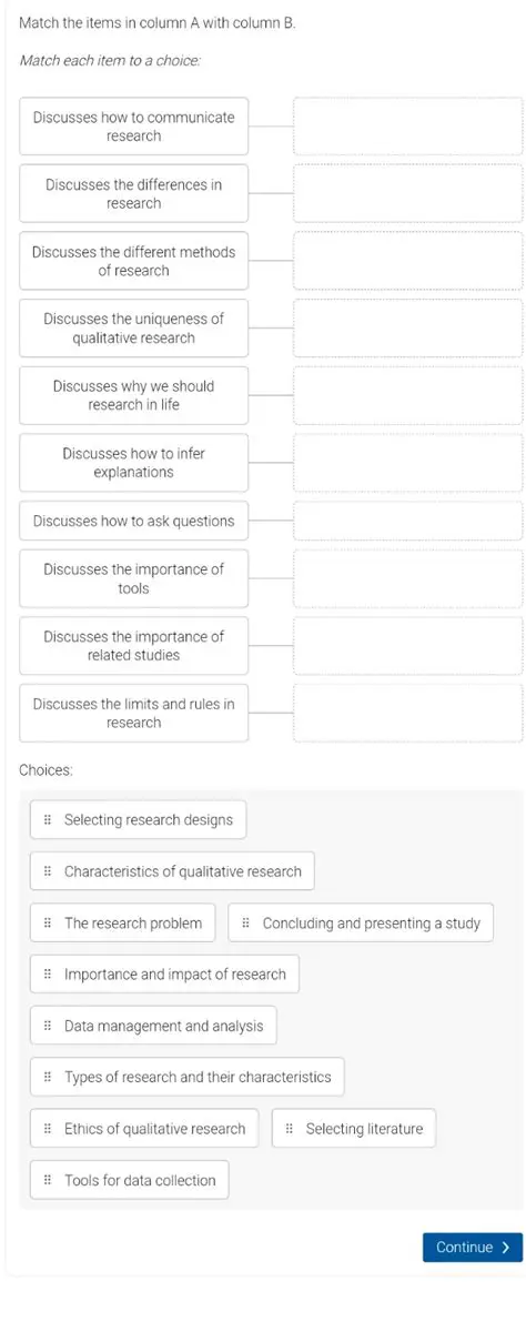 Determining the Relationships Between Descriptions and Items in Column A