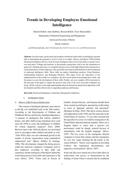 Developing Employee Emotional Intelligence