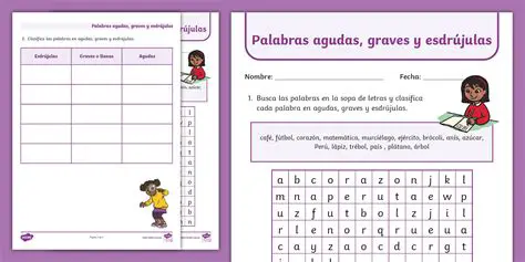 Diez palabras agudas en la sopa de letras