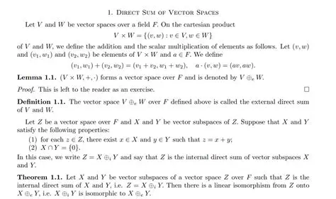 Direct Sum of Vector Spaces