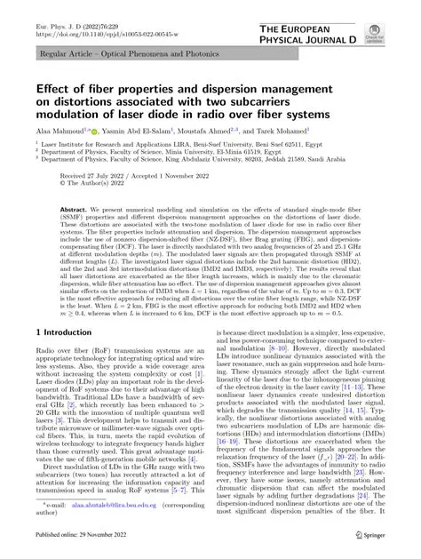 Dispersion Problems in Radio Over Fiber Transmission