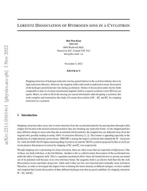 Dissociation of hydrogen ions