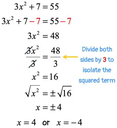 Divide the equation by the coefficient of the squared term