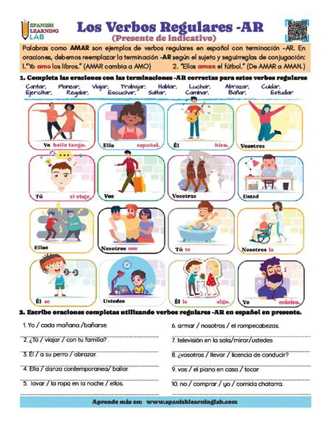 Ejercicios con Verbos Regulares en Oraciones Afirmativas
