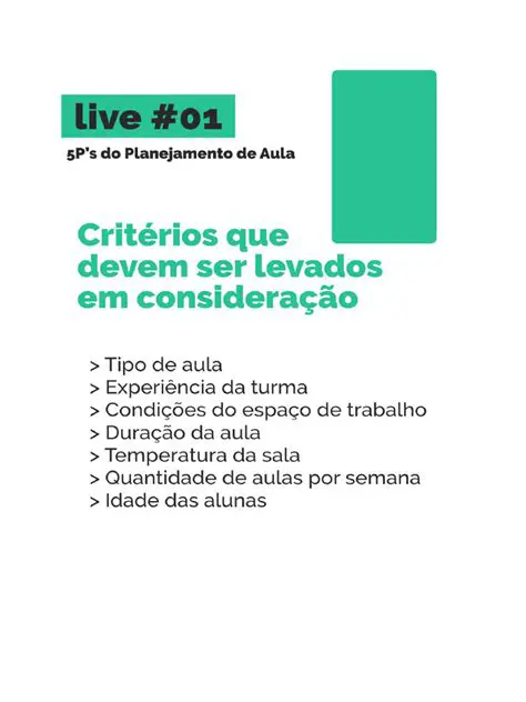 Elementos do Planejamento de Aula