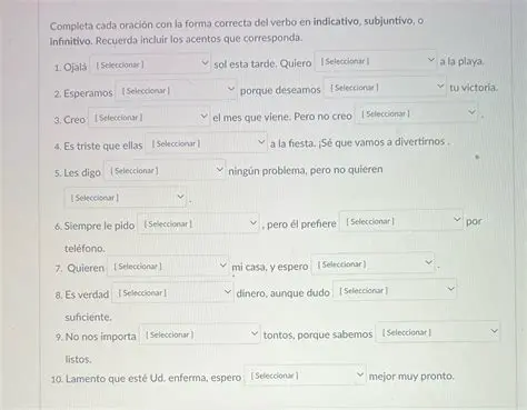 Elige la forma correcta del verbo