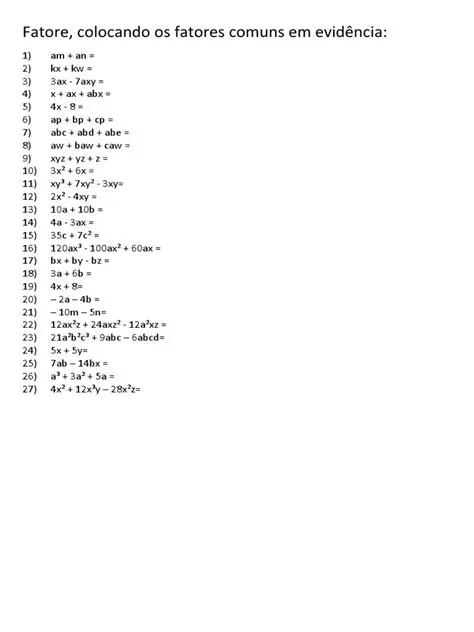 Encontre os fatores comuns