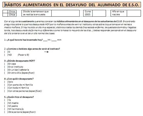Encuesta sobre el desayuno