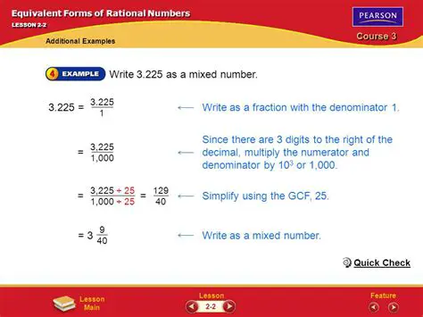 Equivalent Forms of Rational Numbers