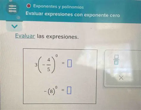 Evaluar las expresiones con exponentes