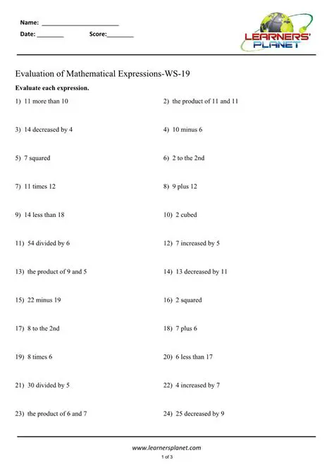 Evaluation of mathematical expressions