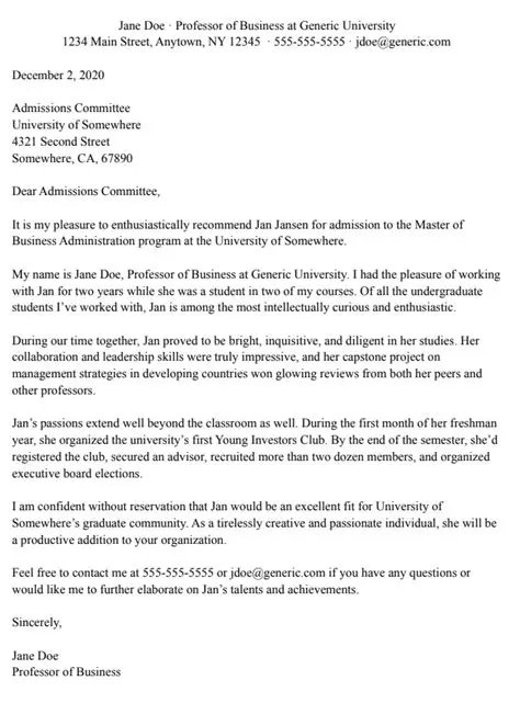 Example of a Letter to the Education Minister