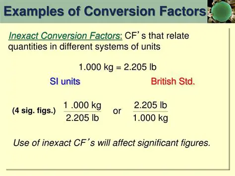 Examples of Conversion Factors