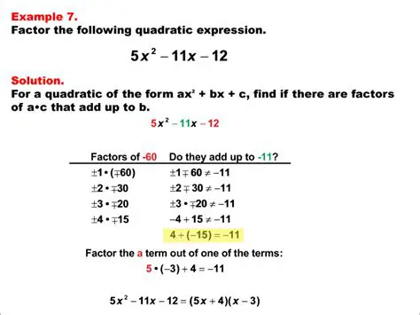 Examples of Factoring Quadratic Expressions
