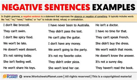Examples of Negative Verbs