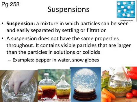 Examples of suspensions include sand in water and blood