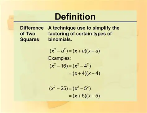 Examples of the Difference of Two Squares