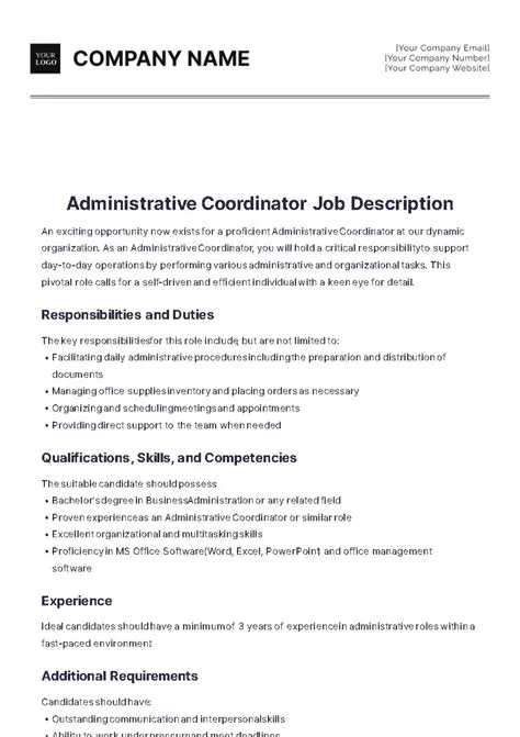 Unveiling the Executive Administrative Coordinator: A Comprehensive Job Description