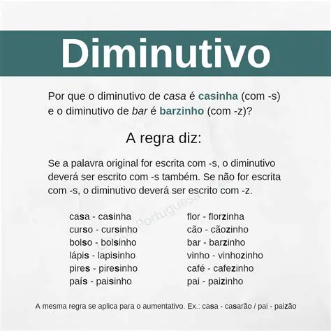 Exemplos de palavras diminutivas