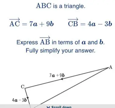 Expressing AB in Terms of a and b