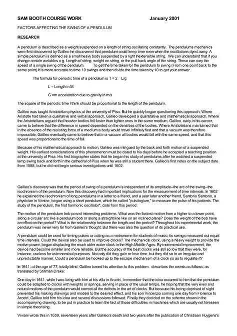 Factors Affecting the Swing