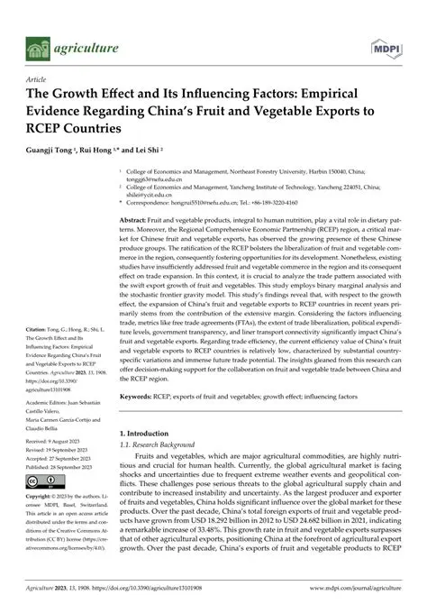 Factors that Influence Vegetable Exports