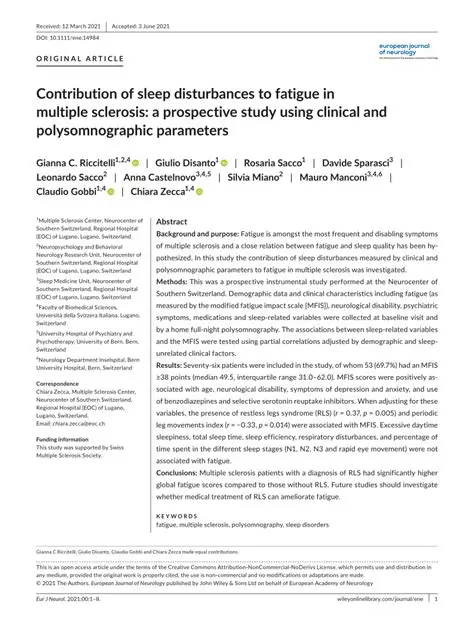 Fatigue and Sleep Disturbances