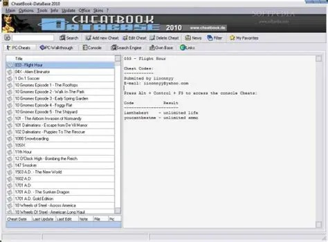 Features of CheatBook Database 2010
