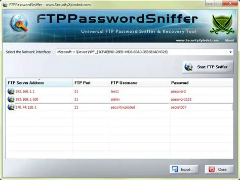 Features of FTP Password Sniffer