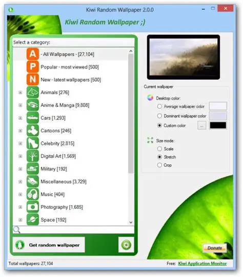Features of Kiwi Random Wallpaper