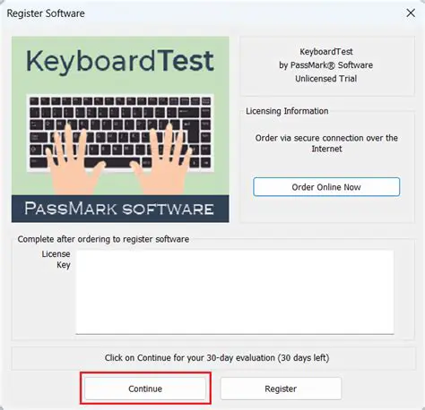Features of PassMark KeyboardTest